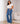 Jean Femme Grande Taille Évasé à Taille Haute avec Boutons Latéraux - Bleu jean