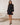 Robe Courte Femme en Dentelle à Taille Drapée et Volants - Noir