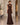 Robe longue en dentelle à col montant – Choco