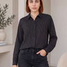 Chemise femme rayée à détails brillants - Noir